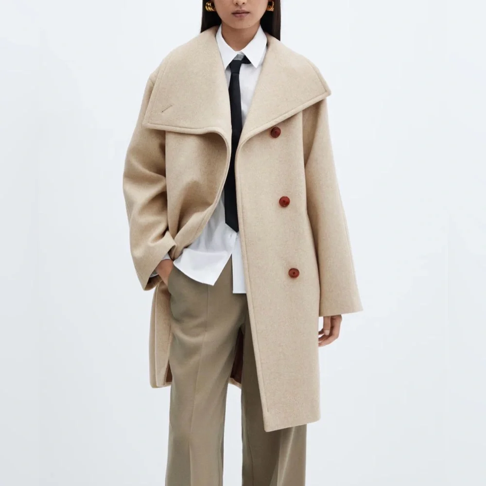 Mango Maxi Lapel Wool Coat - Picture 1 of 9